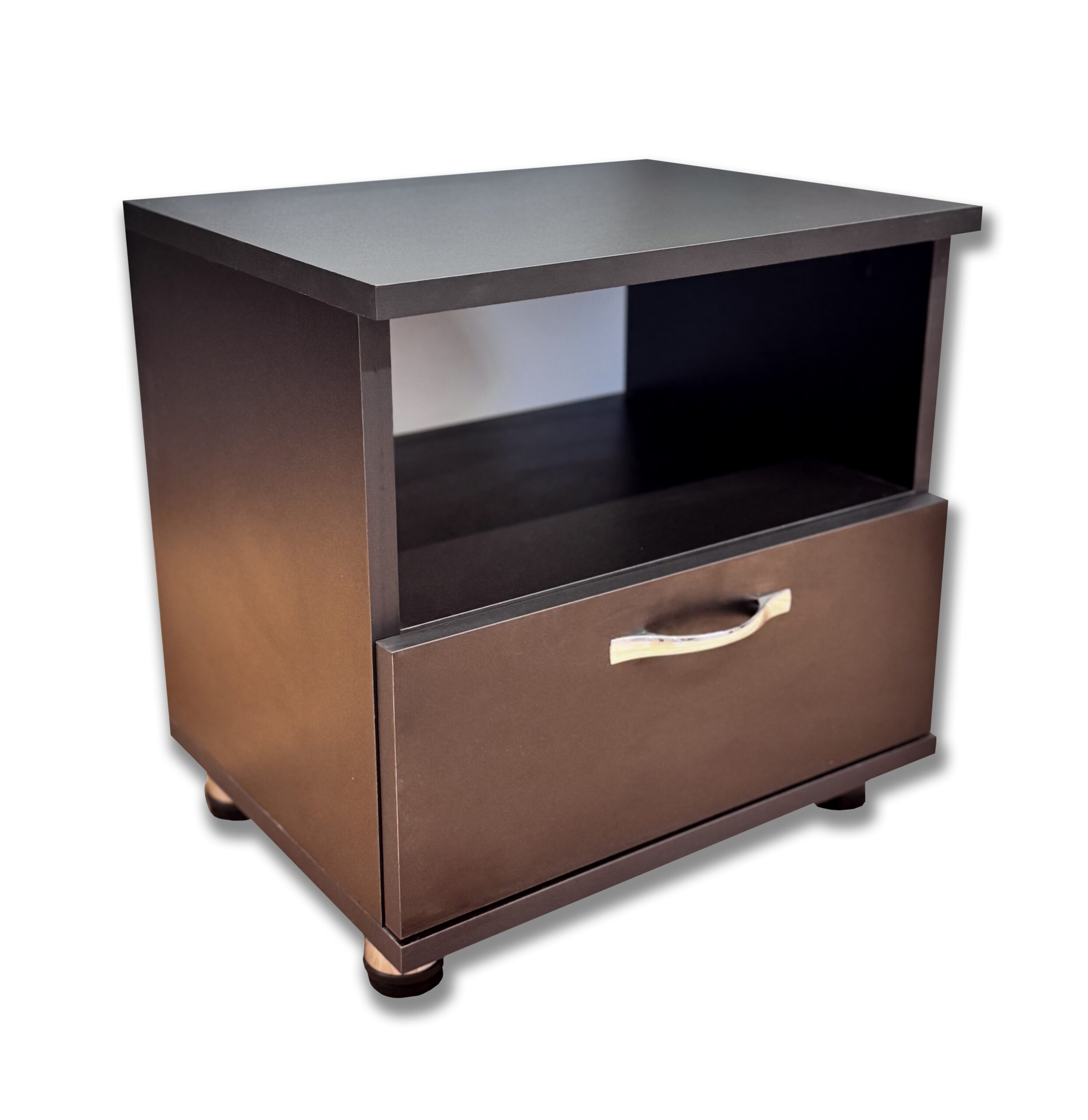 Черная тумбочка с ящиком и полкой – 190PE ME