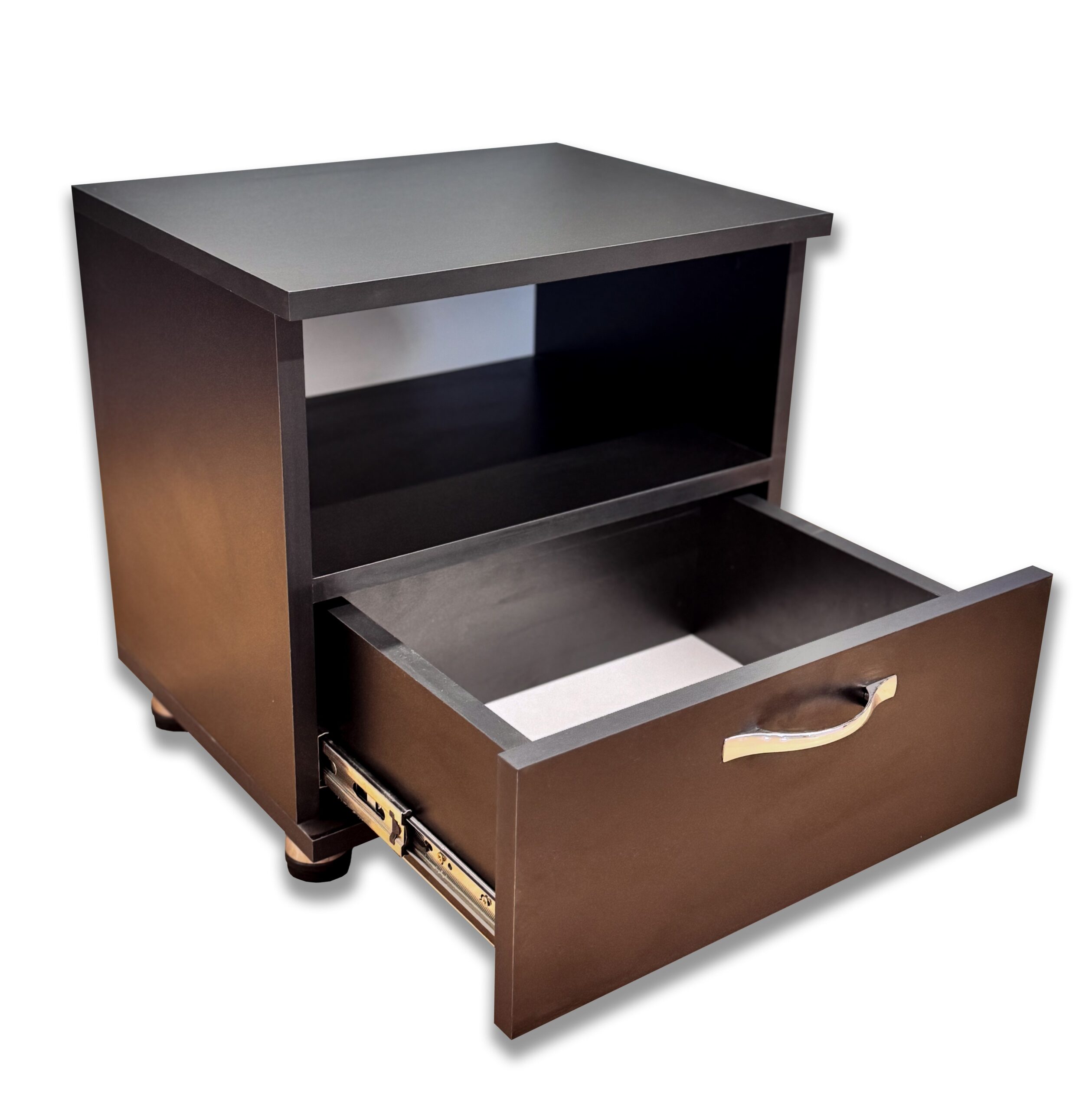 Черная тумбочка с ящиком и полкой – 190PE ME — изображение 2