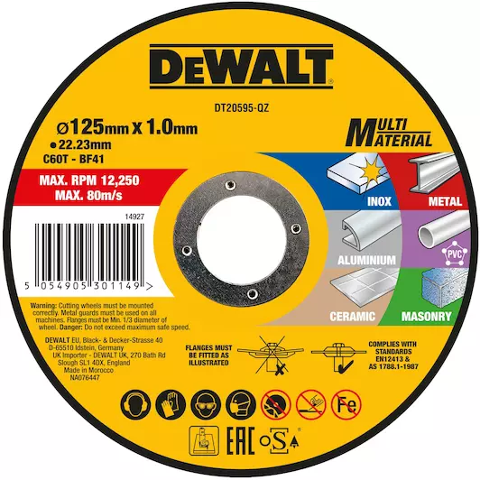 Disc abraziv DeWalt MultiMaterial 125mmx1.0mm DT20595-QZ