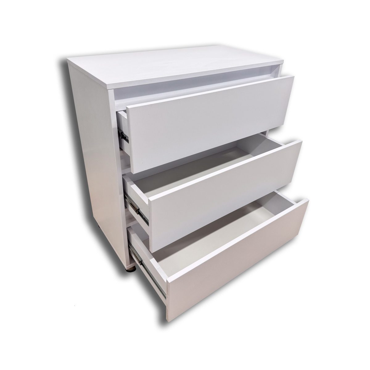 Минималистичный белый шкаф 3S/FI/FM с 3 ящиками – без ручек