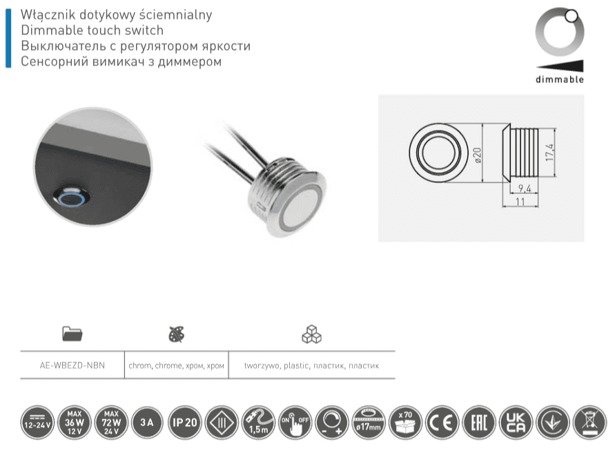 GTV Sensor 12V intensity adjustment (AE-WBEZD-NB) - Image 3