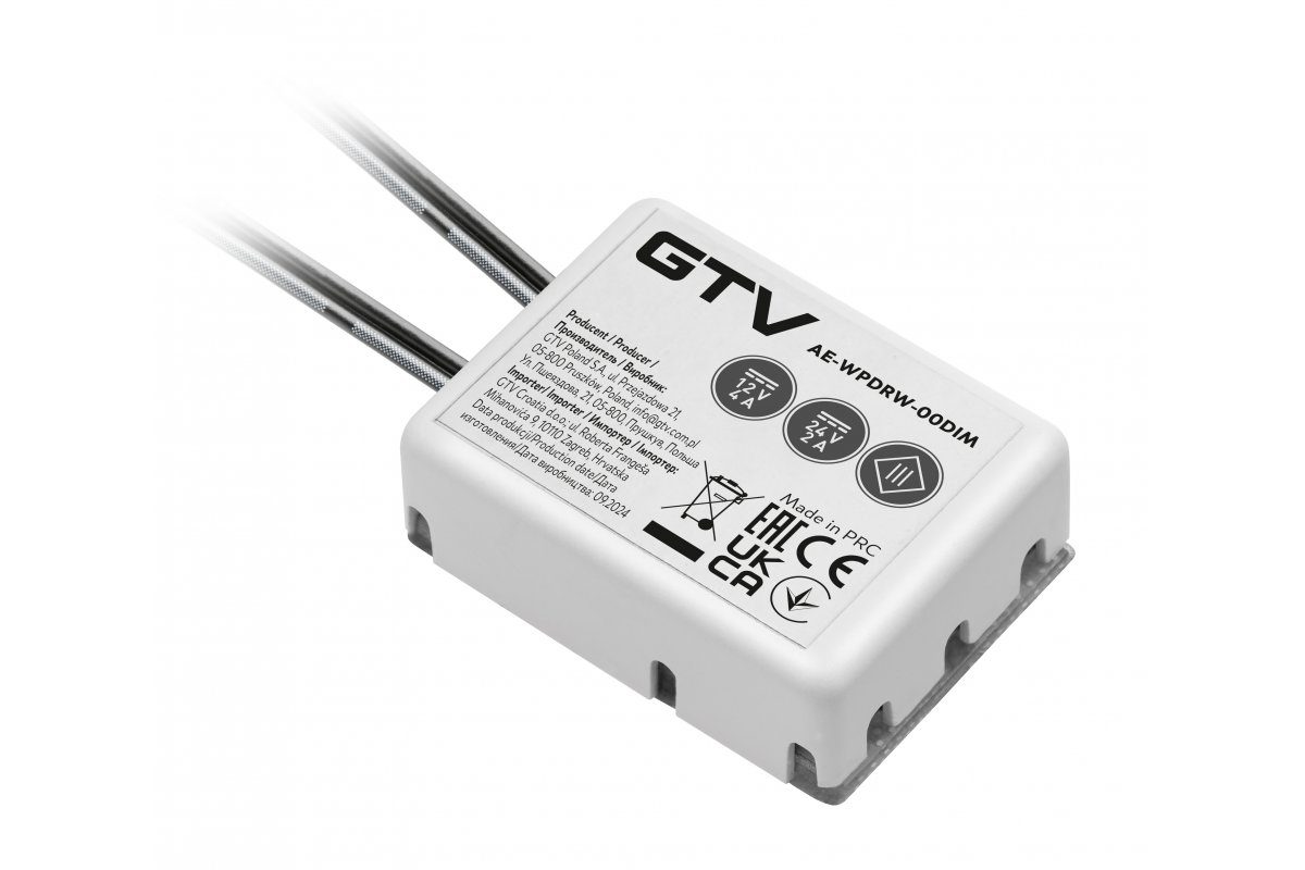 Non-contact GTV switch under table top, adjustable (dimmable), max. 50 W, DC12V, IP20, 0.5 m cable AE-WPDRW-00DIM