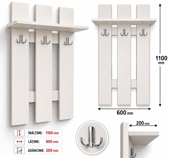 Cuier MobM 1100x600mm alb - imagine 4